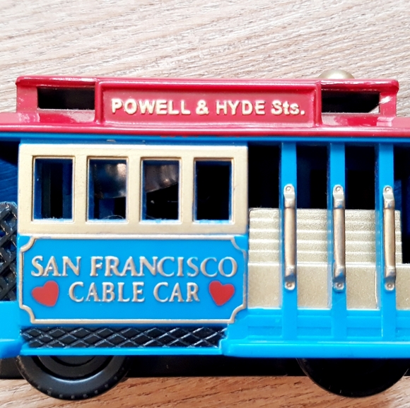 Vintage San Francisco 504 Tin Litho Trolley + Rolling Cable Car + Mini Tote Bag - Picture 11 of 12